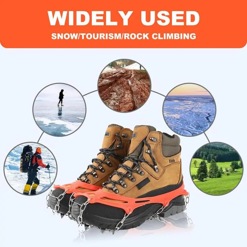 Ice Cleats for Shoes and Boots, Lightweight Crampons Anti-Slip Traction Snow Grips for Walking, Daily Commuting, Hiking Outdoor Winter Use for Men Women One size fits all