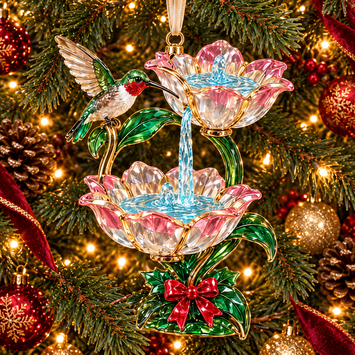 Vintage Crystal Fountain Christmas Ornaments – 6-Piece Enchanted Water Fountain Collection | Elegant Holiday Decorations & Unique Christmas Gifts 🎄✨