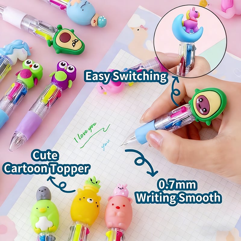 ⏰Last Batch Selling Fast!Hot 49% OFF!💖20Pcs Mini Multicolor Pens in One 4-in-1 Cute Pens Bulk for Kids