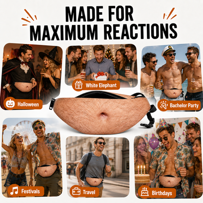 😂 Realistic Beer Belly Fanny Pack – Funny Hidden Waist Bag & Gag Gift