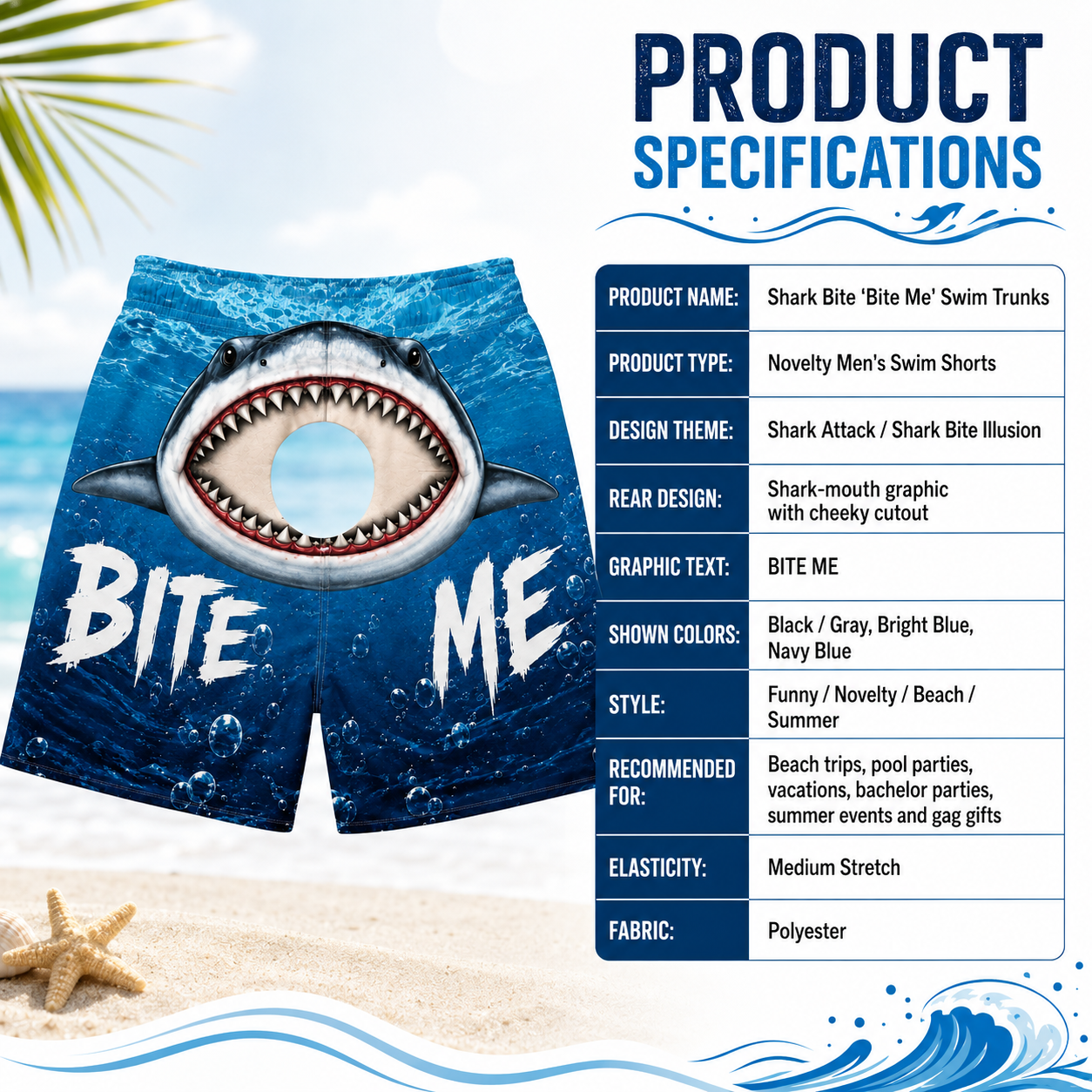 Shark Bite “Bite Me” Swim Trunks