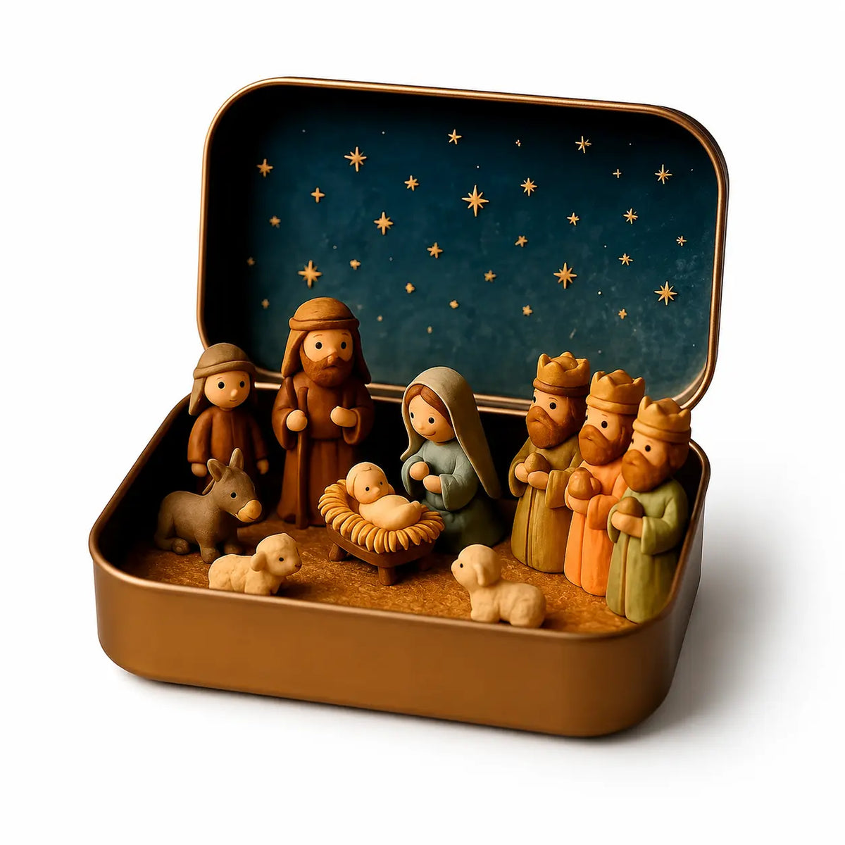 (🎁Last Day 49% OFF)🎄✝️Mini Christmas Nativity Set in a Tin Box