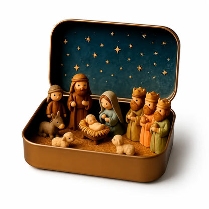 (🎁Last Day 49% OFF)🎄✝️Mini Christmas Nativity Set in a Tin Box