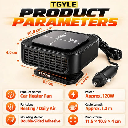 🌟✨ Portable Car Heater Defroster with 360-Degree Rotating Base