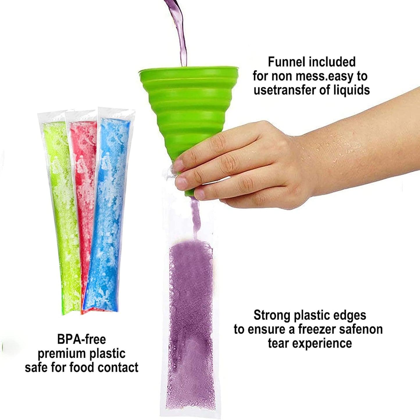 200 PCS DIY Disposable Ice Pop Bags - Create Your Own Healthy Popsicles!