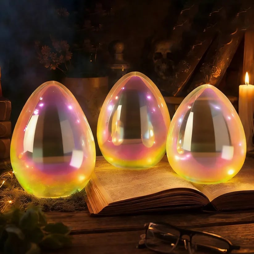 🎁Easter Decor - Glowing Pearlescent Glass Egg Trio