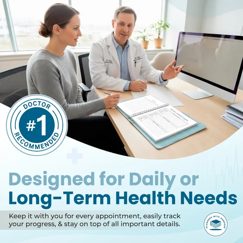 📚Medical Visit Logbook: Your Essential Medical Planner | Vegan Leather Hardcover, Pen Holder & Durable Spiral Binding