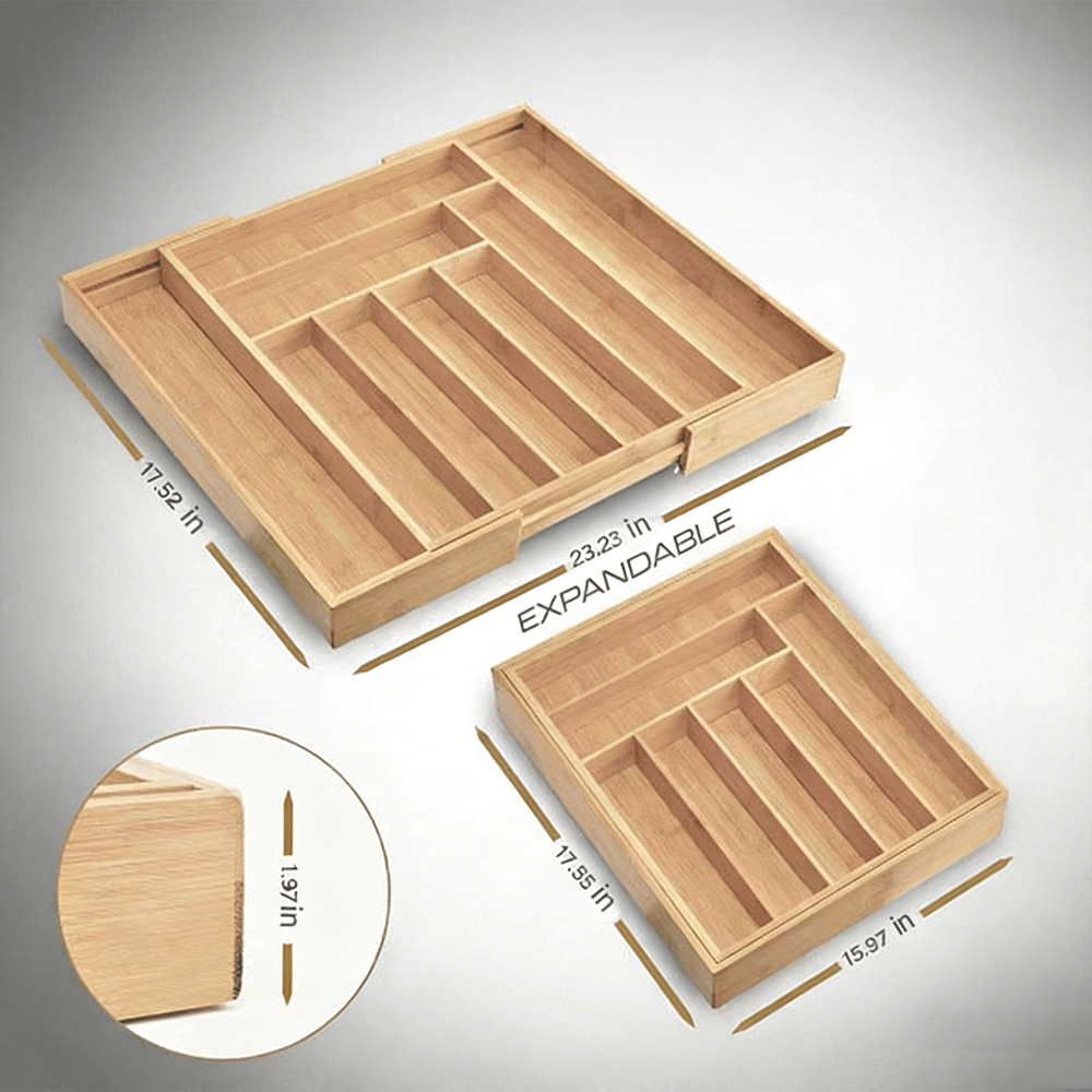 🥢 Bamboo Extendable Kitchen Drawer Organizer