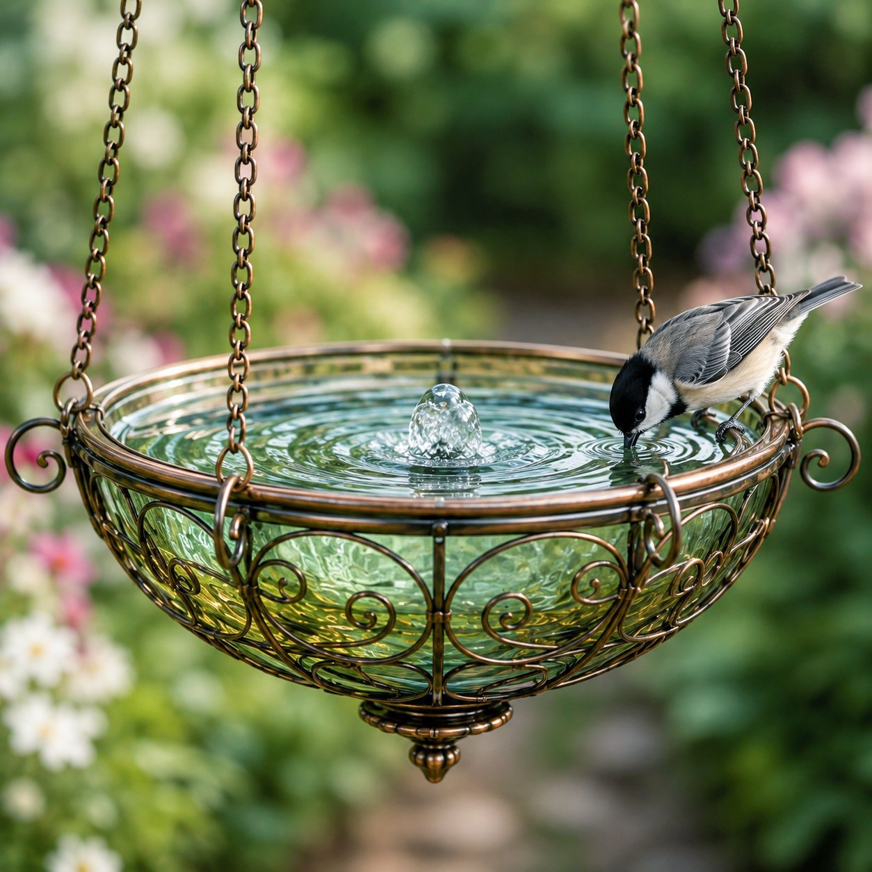 Stained Glass Hot Air Balloon Bird Feeder Fountain🐦