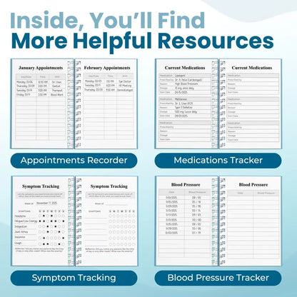 📚Medical Visit Logbook: Your Essential Medical Planner | Vegan Leather Hardcover, Pen Holder & Durable Spiral Binding