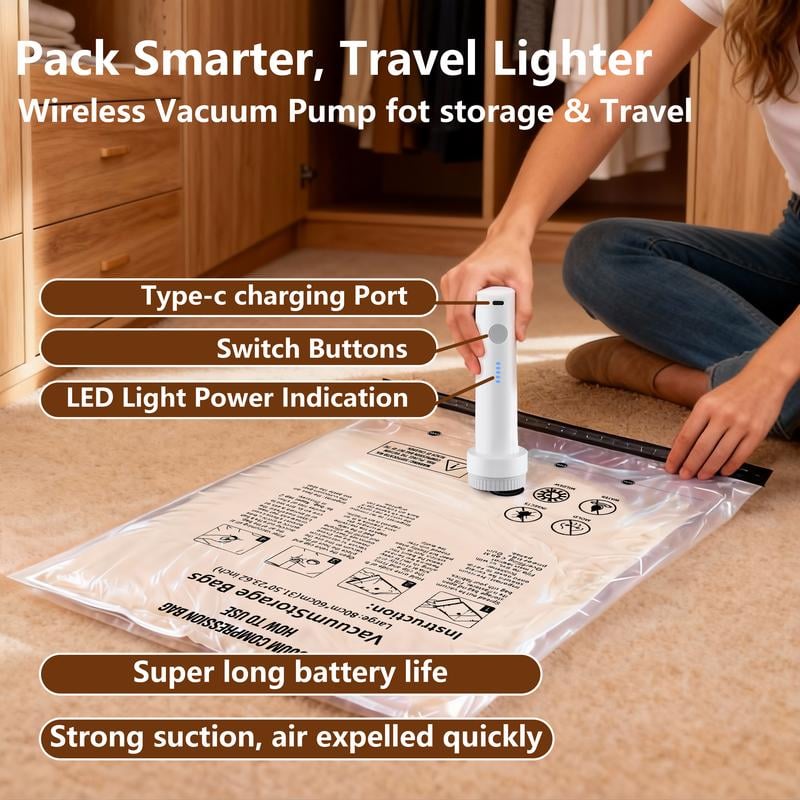🔥 BIG SALE 49% OFF🔥Cordless Travel Vacuum Storage Compression Bag Set – 15-Pack in 3 Sizes