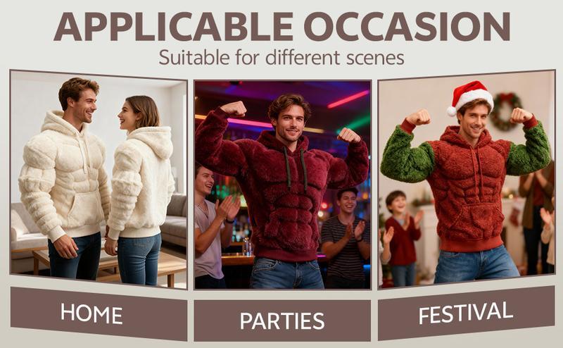 Line Art Flannel Warm Men's Hooded Sweatshirt