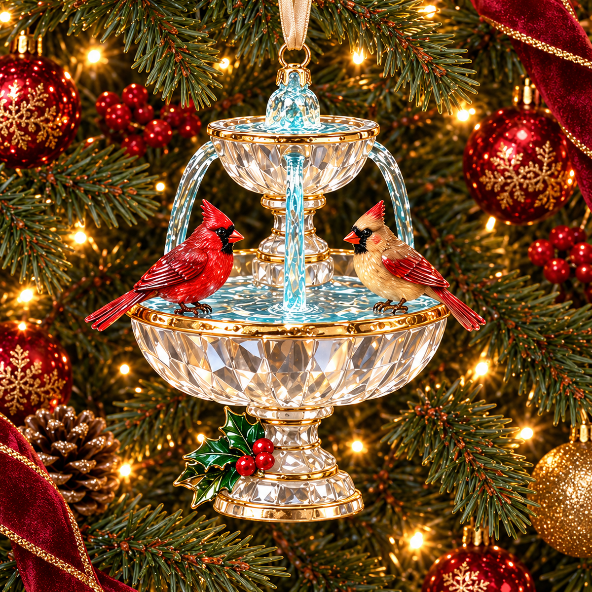 Vintage Crystal Fountain Christmas Ornaments – 6-Piece Enchanted Water Fountain Collection | Elegant Holiday Decorations & Unique Christmas Gifts 🎄✨