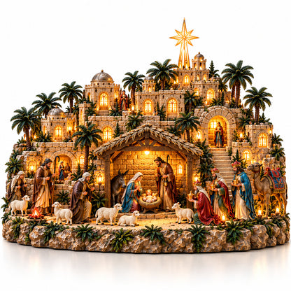 🔥LAST DAY 49% OFF✨ Remember the Night That Changed Everything! — The Holy Night of Bethlehem Illuminated Nativity Village