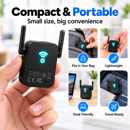 📶 Mini Wi-Fi Extender ⚡ Dual Antenna Signal Booster for Home & Office Dead Zones