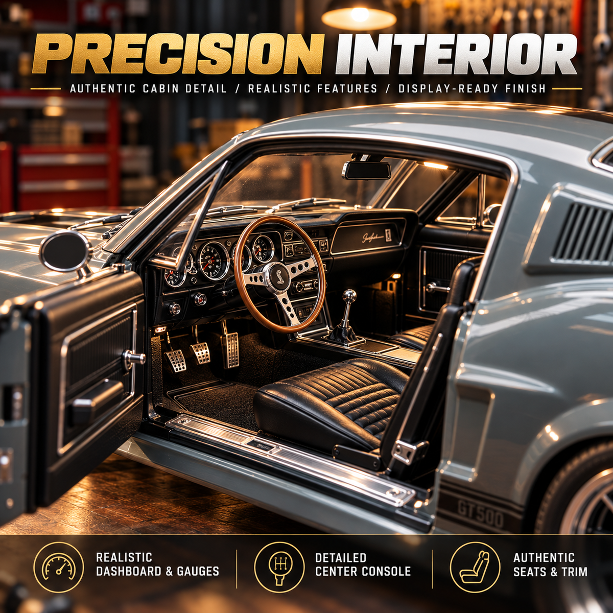 🏎️ 1967-Inspired GT500 Fastback DIY Model Car Kit – Build & Display
