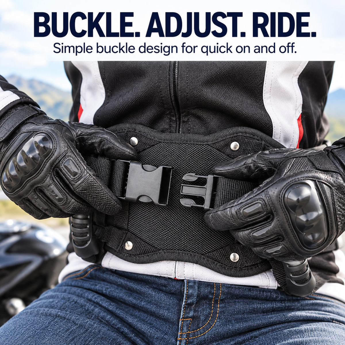 Motorcycle Passenger Grab Belt with Dual Handles – Adjustable Riding Support Belt