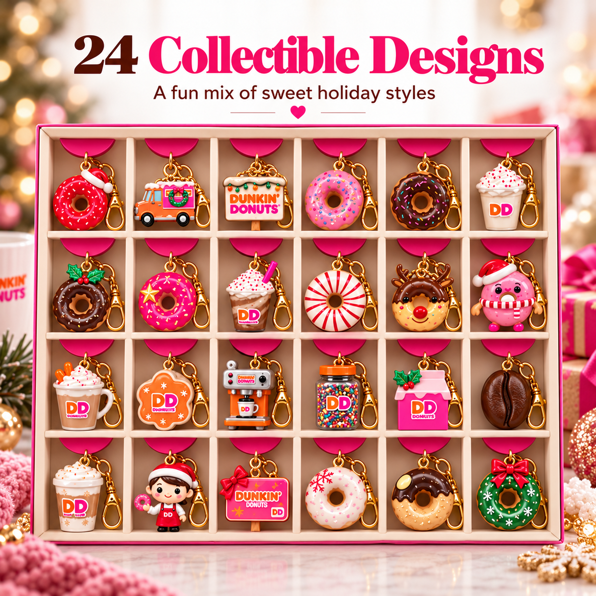 Dunkin’ Donuts Advent Calendar 24-Day Christmas Countdown Gift for Dunkin’ Lovers & Donut Fans