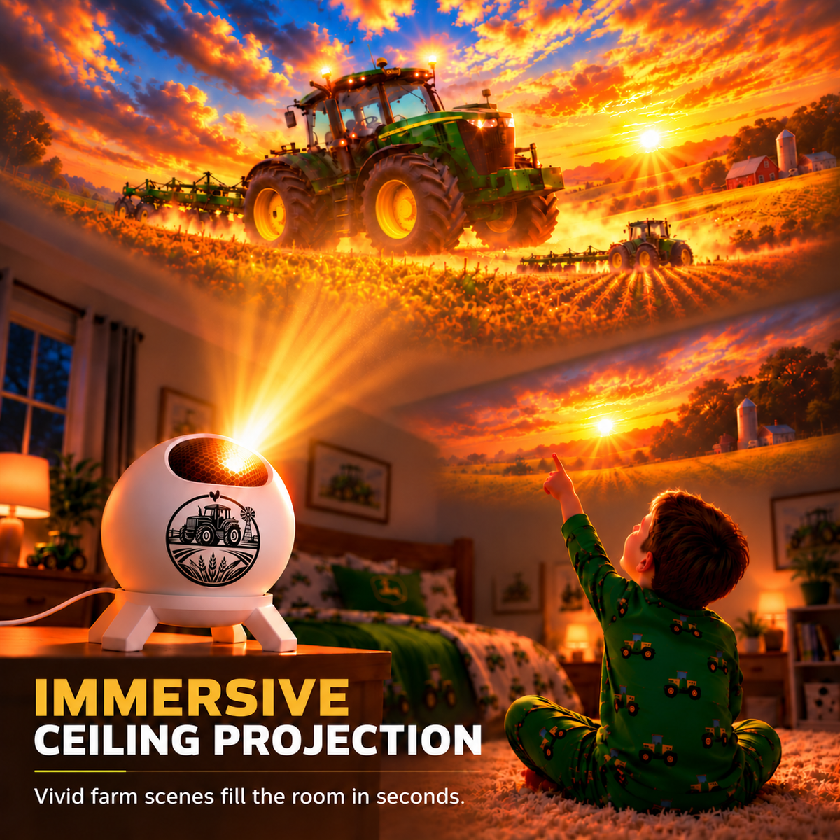 🚜 Tractor & Farm Scene Room Projector – Wall & Ceiling Décor for Tractor Lovers