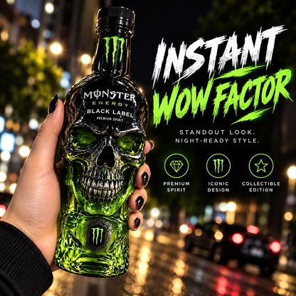 Monster Energy Black Label Skull Bottle 💀💚 | Dark Gothic Design �