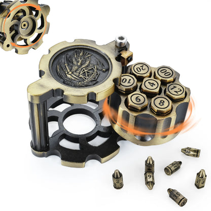 7PCS Metal Revolver Dice Set - Bullet-Design Polyhedral Game Pieces with Industrial Look, Premium Accessory for Tabletop Play RPG Games, Gift for Players