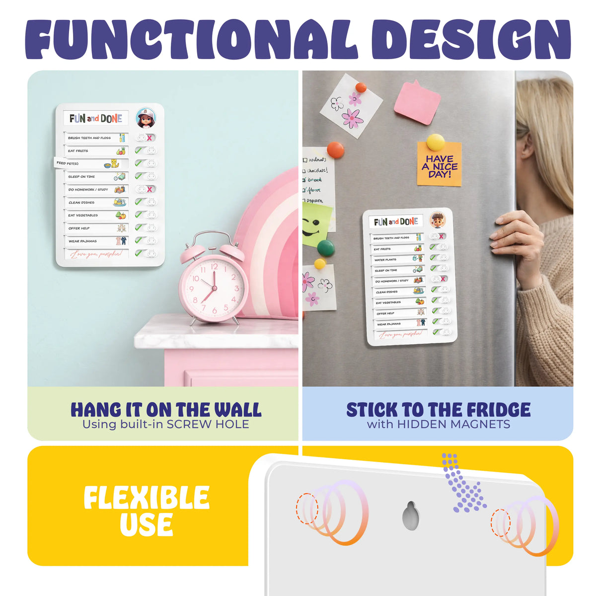 Kids Daily Routine & Chore Chart – Visual Sliding Checklist with 108 Task Cards & Stickers