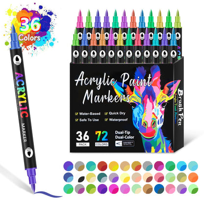 🔥Promotion-49%OFF - Dual Tip Acrylic Paint Pen Marker - 24/48/72 Colours