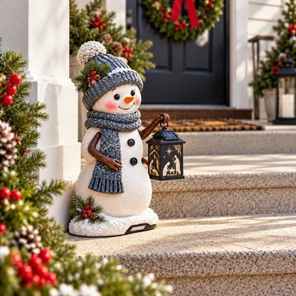 ⛄ Last Day 49% Snowman Nativity Glow™ – Solar Christmas Step Light with Holy Family Projection！！！