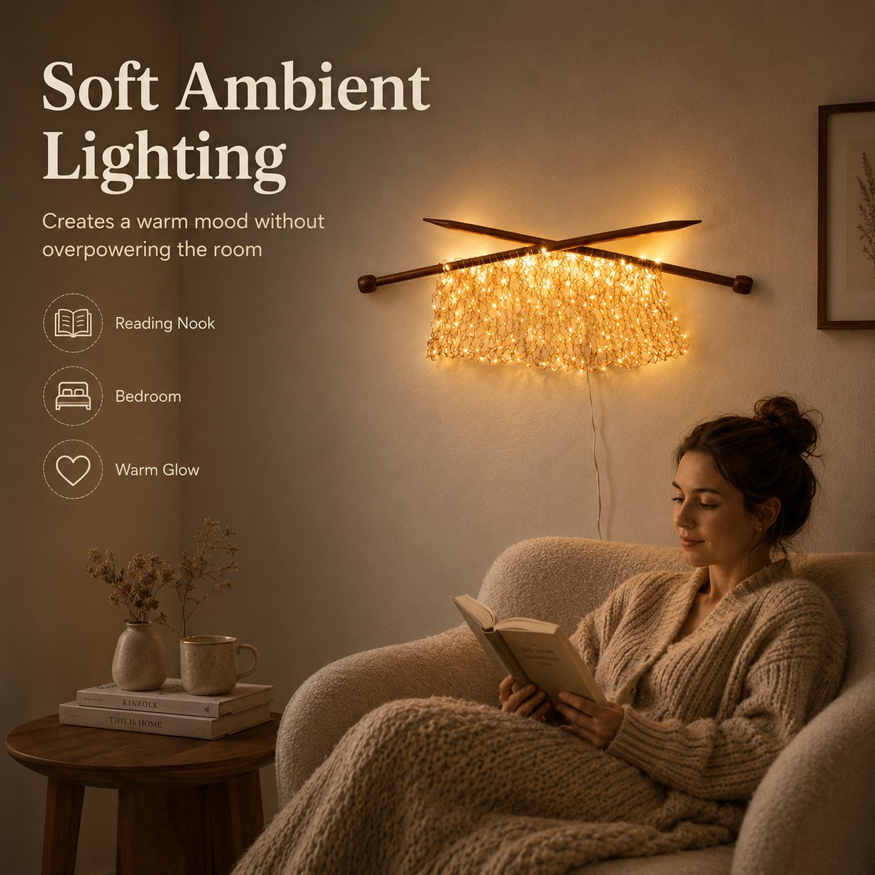 Knitting Needles Wall Light