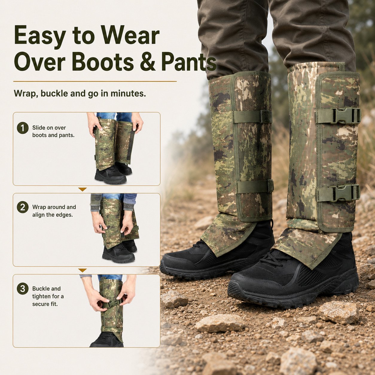 🐍 Snake Bite Protection Leg Gaiters | 🛡️ Heavy-Duty Puncture-Resistant Hunting Leg Guards