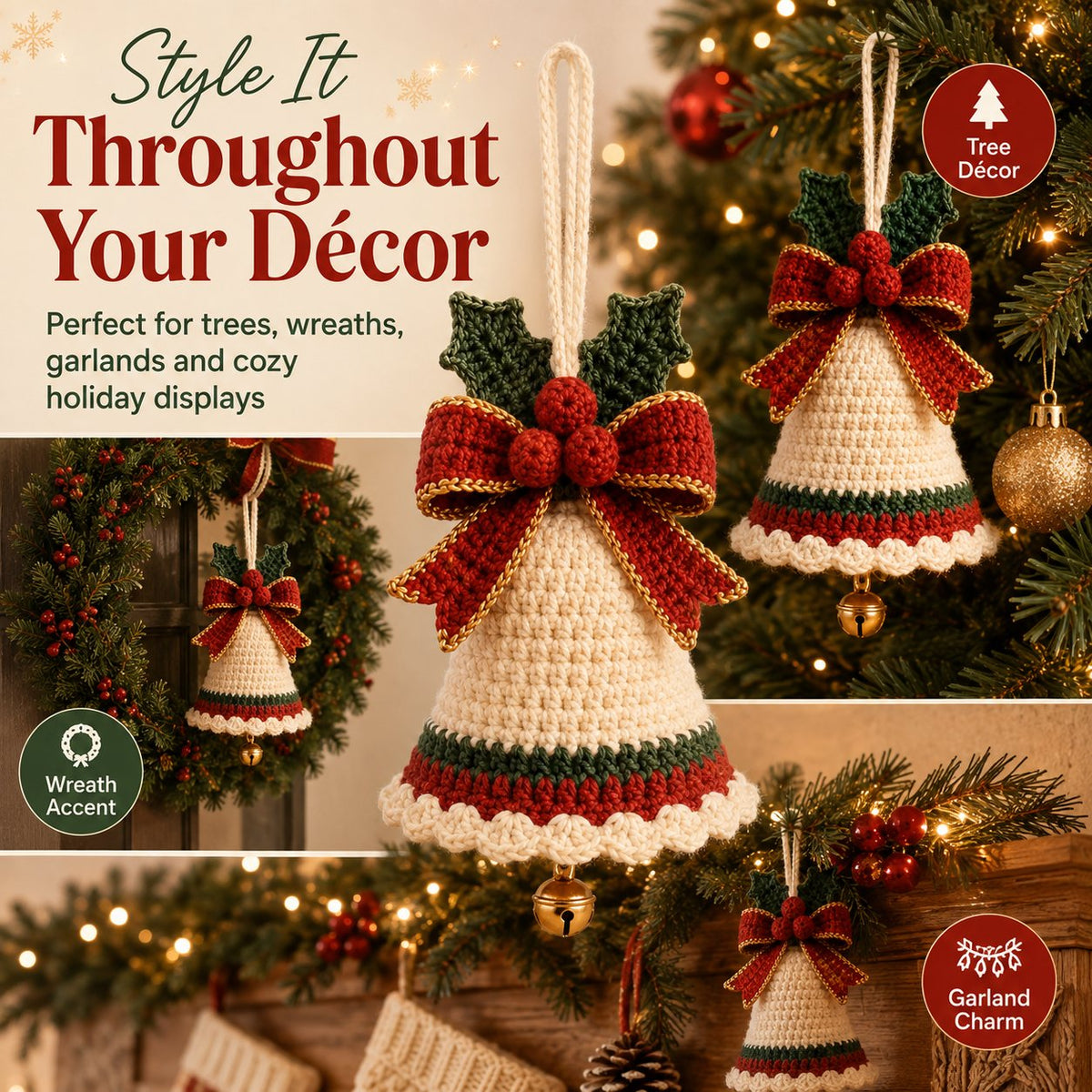 Crochet Christmas Bell Ornament