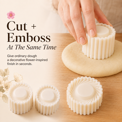 Flower-Shaped Cookie Cutters, Embossed Pastry Molds（2PC）
