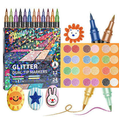 🔥Last Day Discount 49% Off🎨24/48/72/96 Colors Glitter Effect Brush Markers