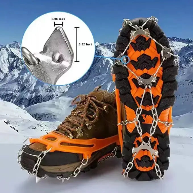 Ice Cleats for Shoes and Boots, Lightweight Crampons Anti-Slip Traction Snow Grips for Walking, Daily Commuting, Hiking Outdoor Winter Use for Men Women One size fits all