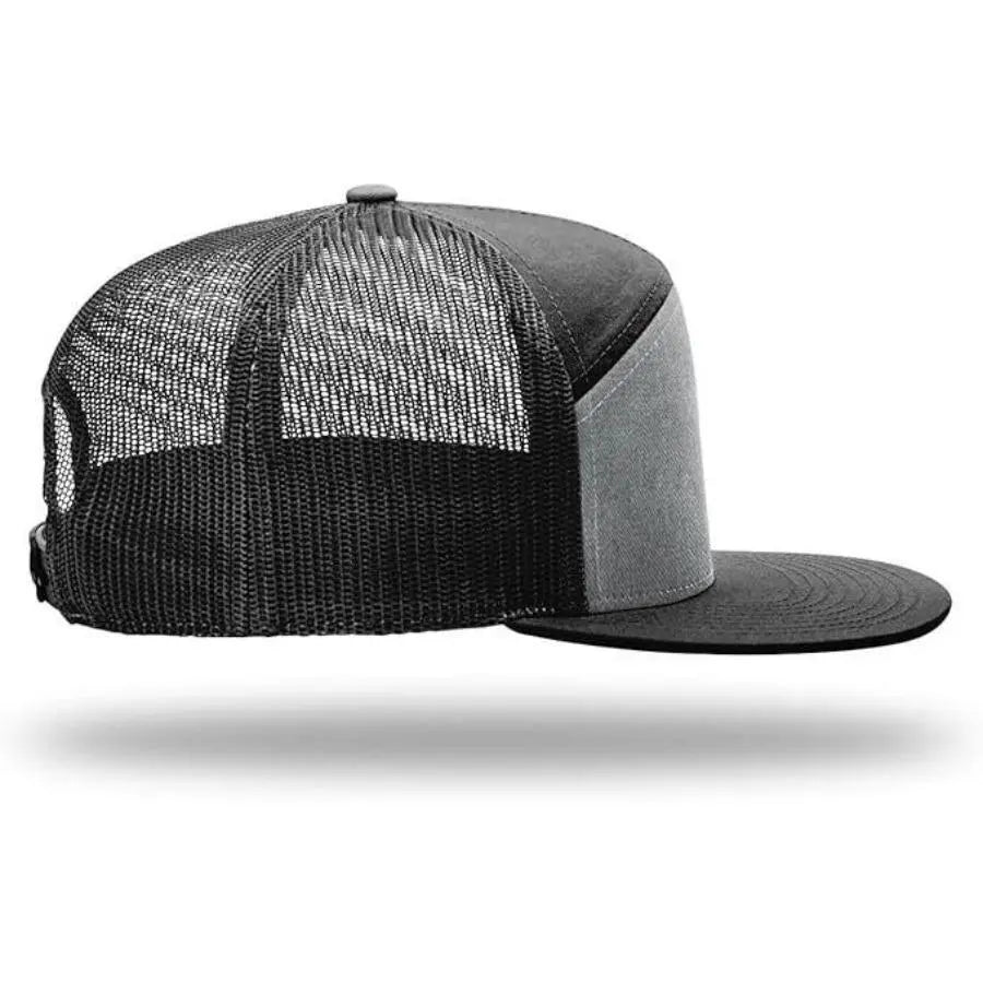 Unisex Printed Cross 'Jesus Saved' Flat Bill Trucker Hat - Color Block, Breathable Mesh