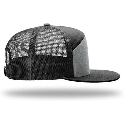 Unisex Printed Cross 'Jesus Saved' Flat Bill Trucker Hat - Color Block, Breathable Mesh