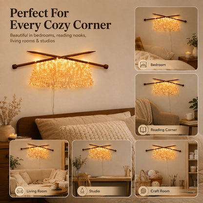 Knitting Needles Wall Light