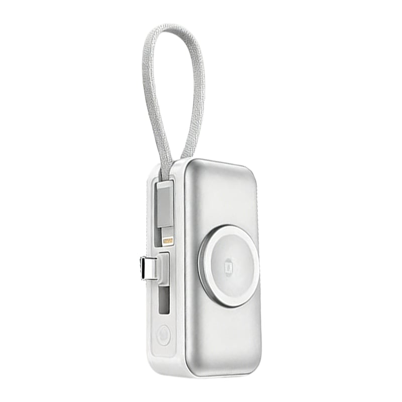 🔋3-in-1 Power Bank – Integrated Cable & Foldable Wall Plug – Wireless Watch Charger for iPhone & Android ✈️