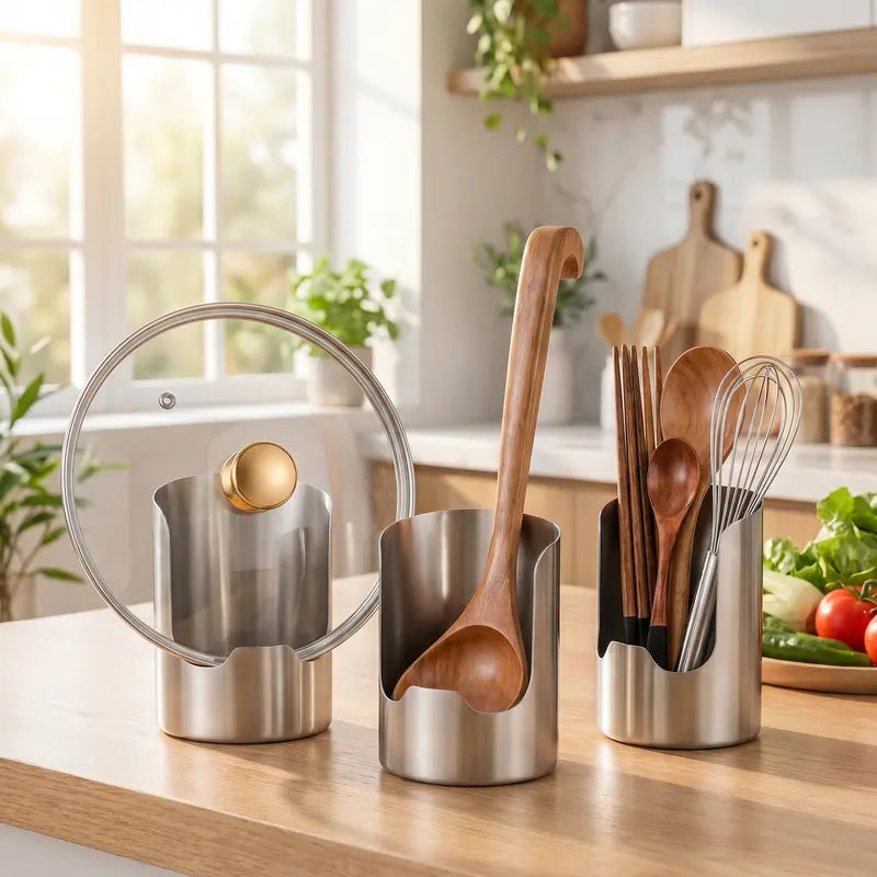 🍳 Stainless Steel Utensil & Lid Organizer
