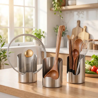 🍳 Stainless Steel Utensil & Lid Organizer