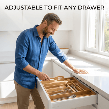 🥢 Bamboo Extendable Kitchen Drawer Organizer