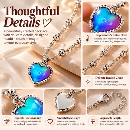 💖 Magic Color-Changing Heart Necklace – Temperature-Sensitive Mood Pendant, A Unique Romantic Gift for Her