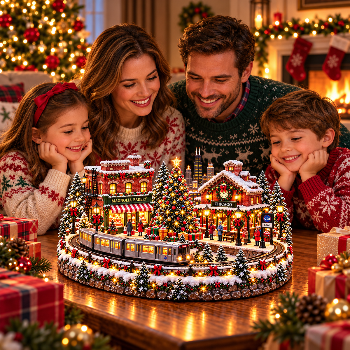 🔥 LAST DAY 50% OFF 🚋🎄 Christmas City Railway  – Lighted San Francisco Cable Car & Chicago Train Holiday Scenes