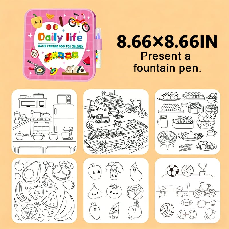 🖼️Beginner-Friendly- 🎨Toddler Watercolor Coloring & Doodle Book - A Fun, Mess-Free Creative Activity