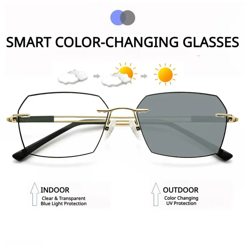 All-Black Progressive Reading Glasses for Seniors Auto-Adjusting Lenses • Clear Indoors & Outdoors • UV & Blue Light Protection