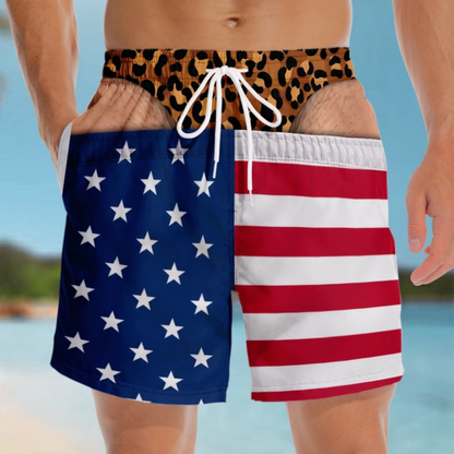 Funny Patriotic “Wide Load” Men’s Swim Trunks