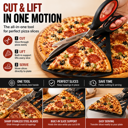 🍕 Pizza Scissors Pro – Cut, Lift & Serve Perfect Pizza Slices in One Easy Motion