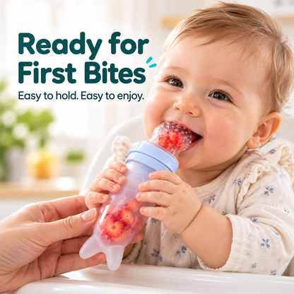 2-in-1 spoon feeder, suitable for purees and fruit.