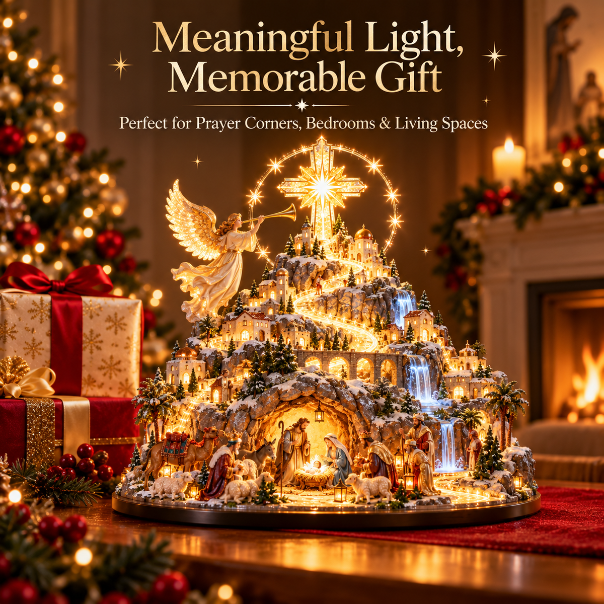 🔥Last Day 50%✨ Where Bethlehem Glows | Illuminated Nativity Mountain Scene