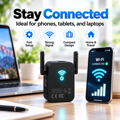 📶 Mini Wi-Fi Extender ⚡ Dual Antenna Signal Booster for Home & Office Dead Zones